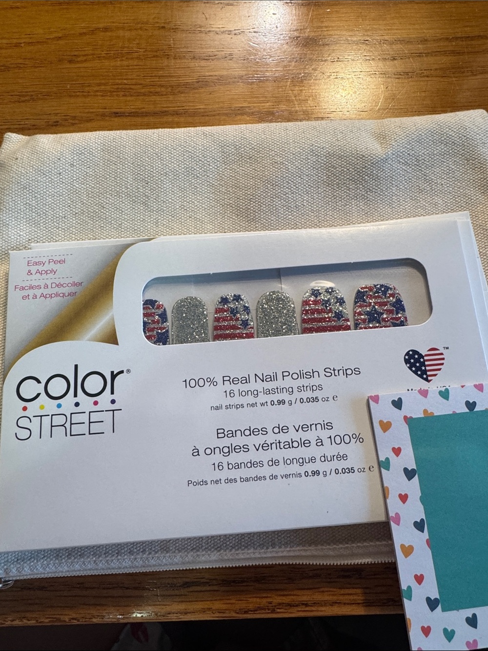Color Street Red, White & Silver American Flag Nail Strips glitz &Glory NWT